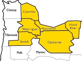 Image of Portland Region counties.