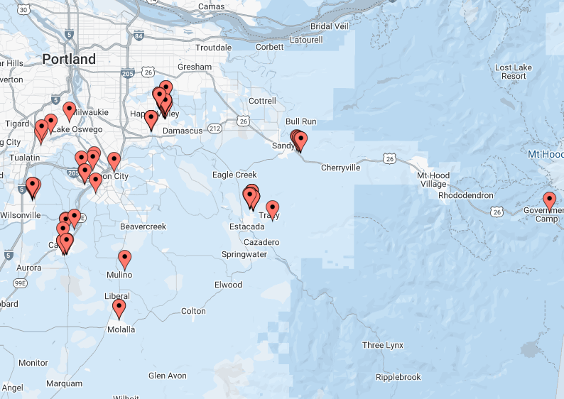 Map of new construction sales in Clackamas County for Q2 2025.