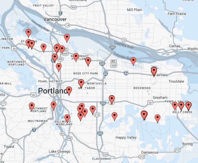 Map of new construction sales in Multnomah County for Q2 2025.