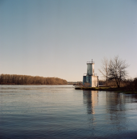 Warrior Rock Lighthouse on Sauvie Island in Columbia County, Oregon, representing rural riverfront and floodplain residential properties.